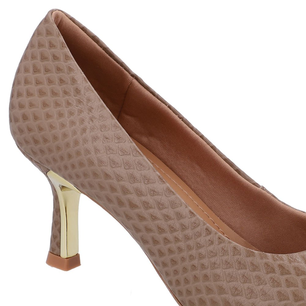 Scarpin Bico Fino Couro Marrom Detalhe Salto Marrom 4