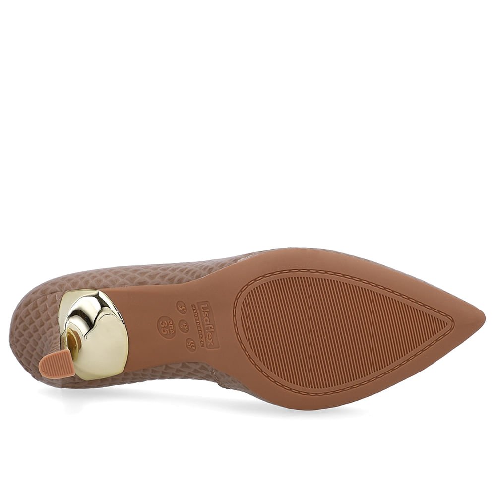 Scarpin Bico Fino Couro Marrom Detalhe Salto Marrom 5