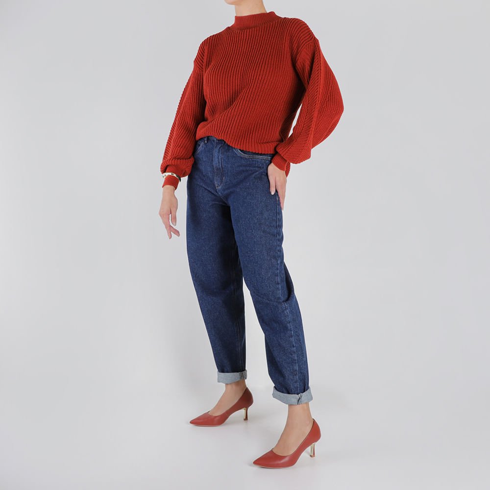 Scarpin Bico Fino Couro Marrom Detalhe Salto Marrom 4