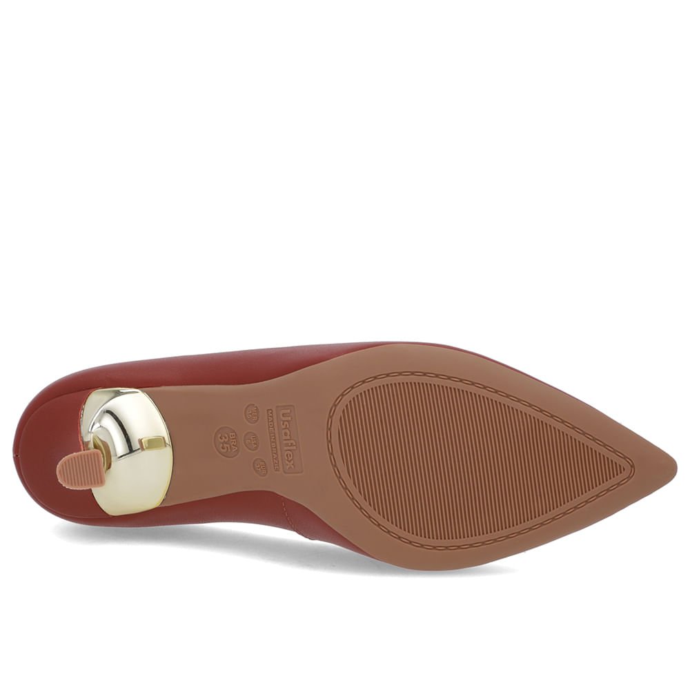 Scarpin Bico Fino Couro Marrom Detalhe Salto Marrom 5