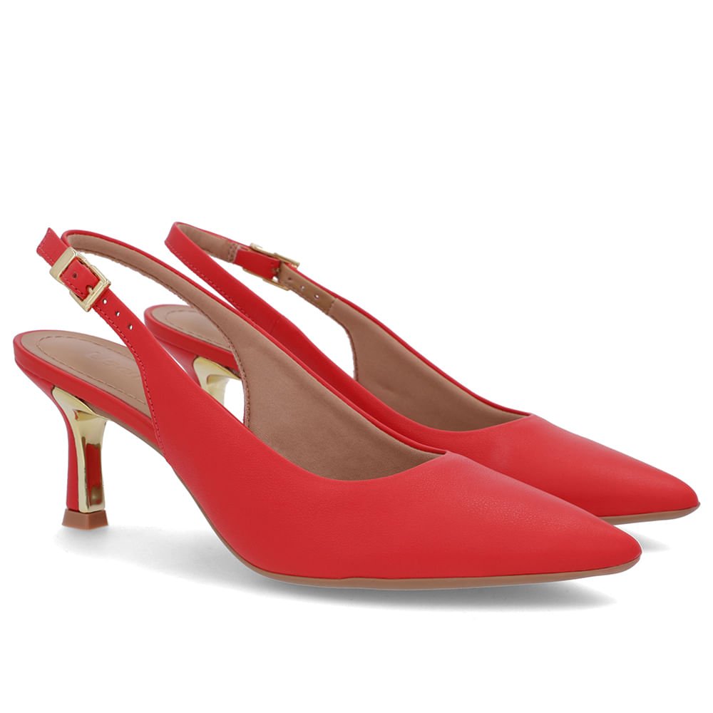 Slingback Vermelho Salto Fino Couro Vermelho 2