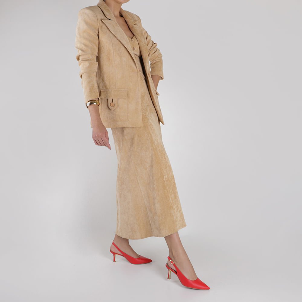 Slingback Vermelho Salto Fino Couro Vermelho 4