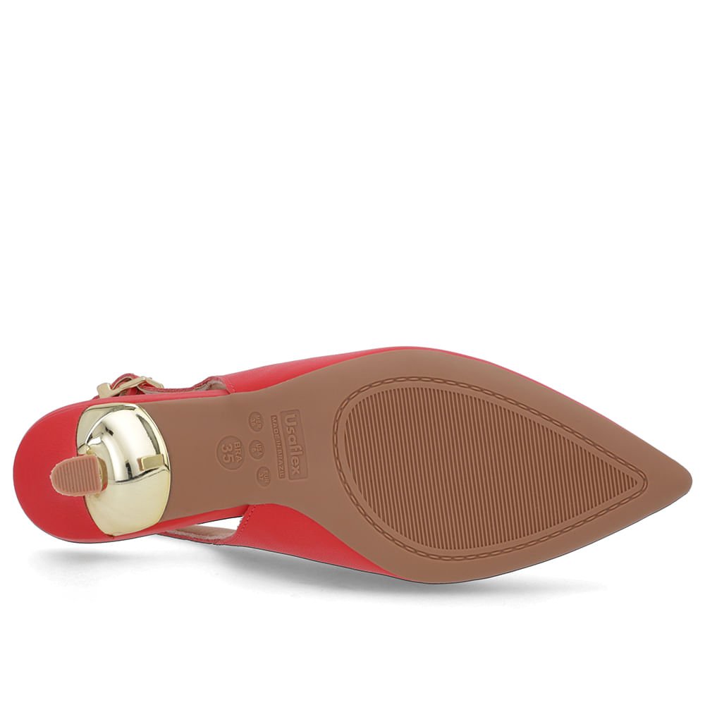 Slingback Vermelho Salto Fino Couro Vermelho 5