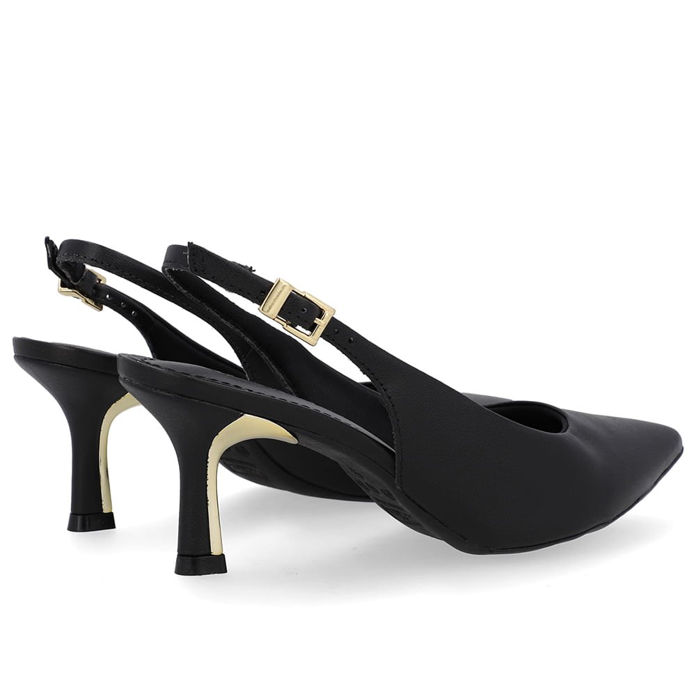 Slingback Preto Salto Fino Couro Preto 3