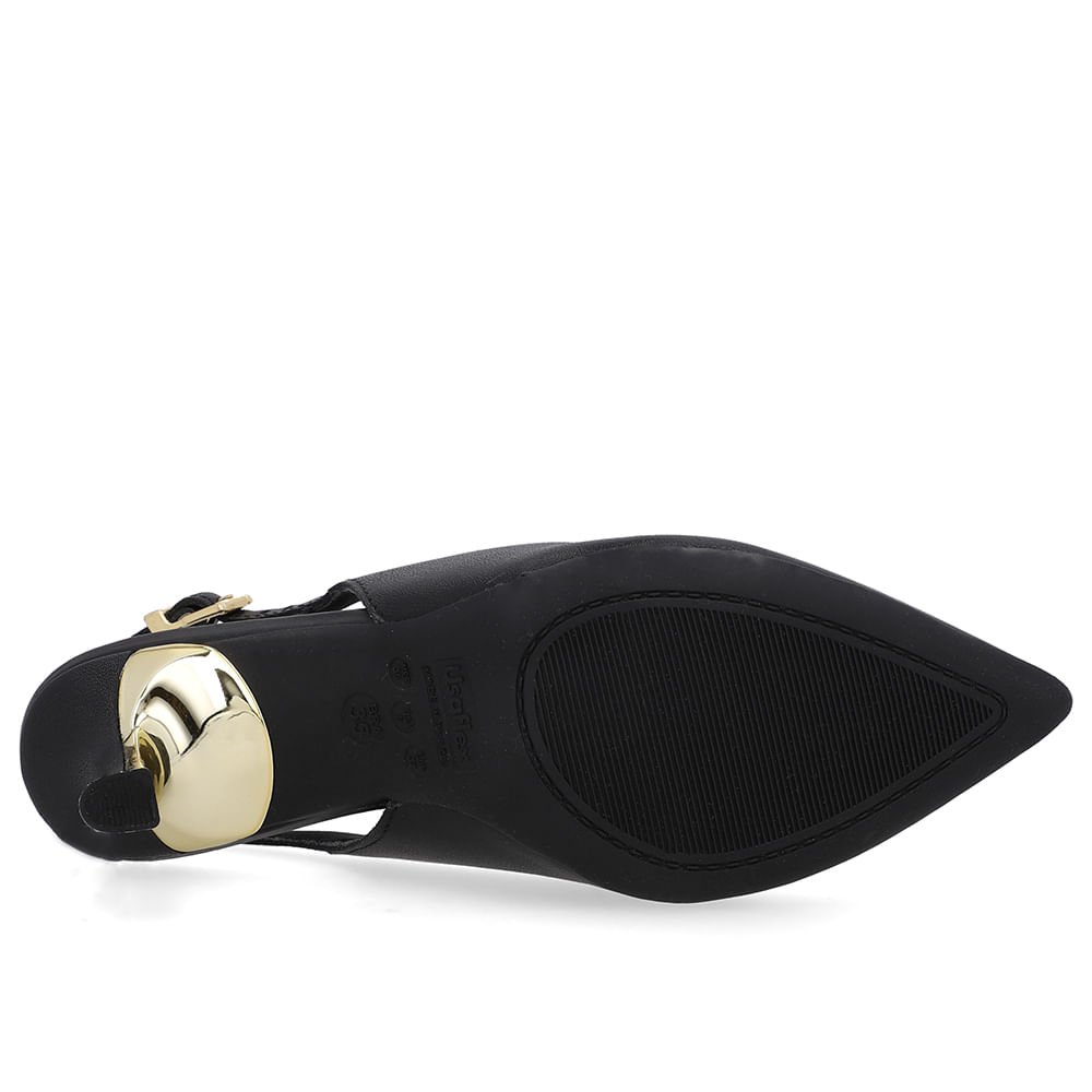 Slingback Preto Salto Fino Couro Preto 5