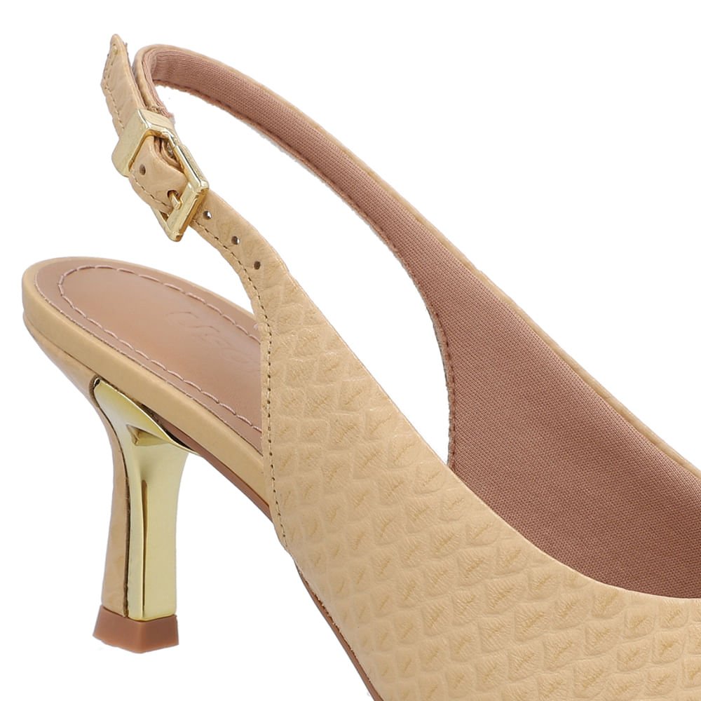 Slingback Bege Salto Fino Couro Bege 4