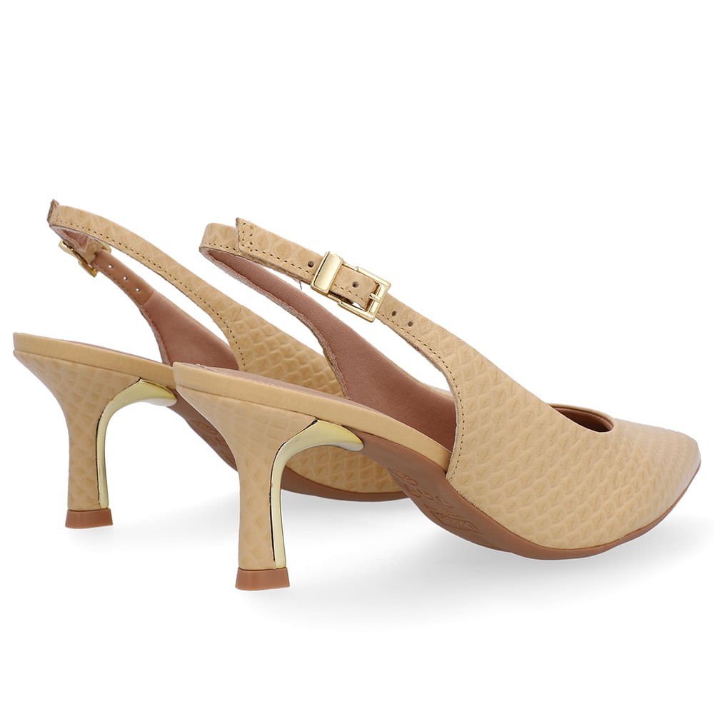 Slingback Bege Salto Fino Couro Bege 3