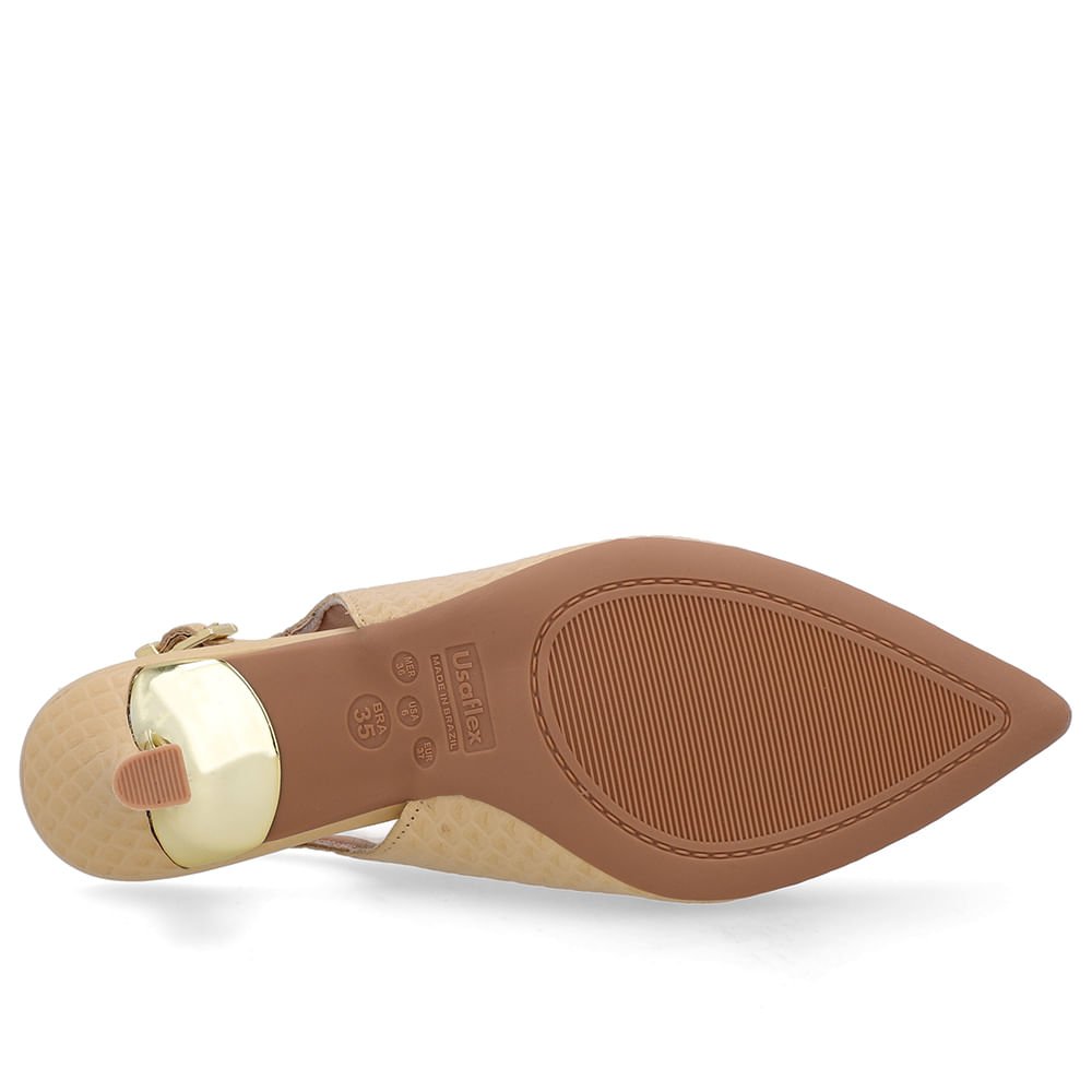 Slingback Bege Salto Fino Couro Bege 5