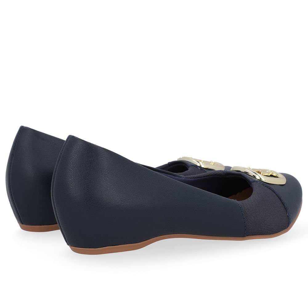 Sapatilha Salto Embutido Couro Azul Enfeite Azul 3