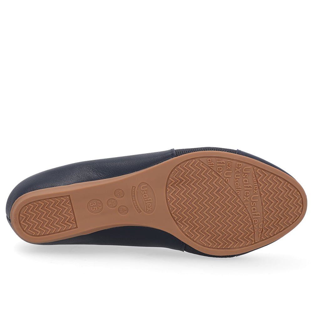 Sapatilha Salto Embutido Couro Azul Enfeite Azul 5