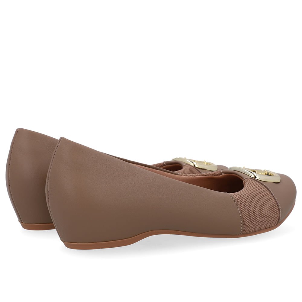 Sapatilha Salto Embutido Couro Marrom Enfeite Marrom 3