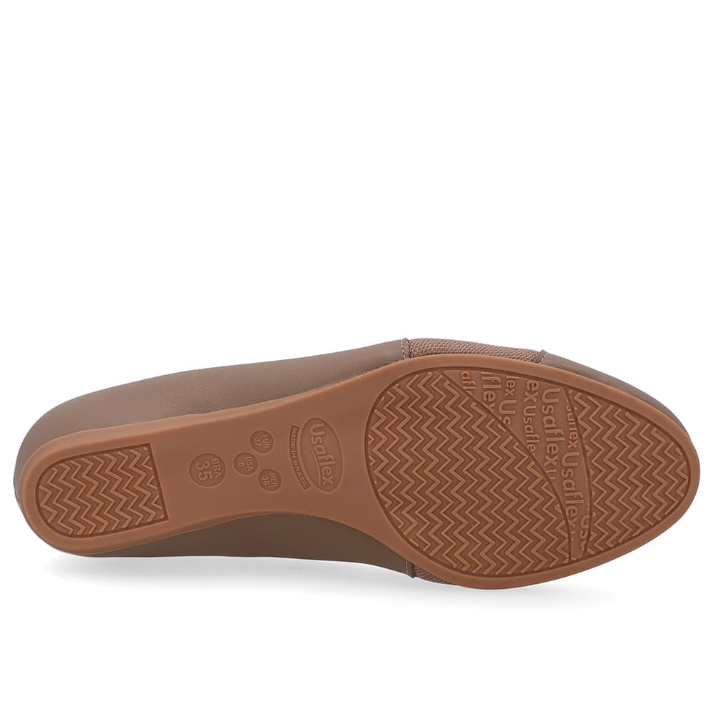 Sapatilha Salto Embutido Couro Marrom Enfeite Marrom 5