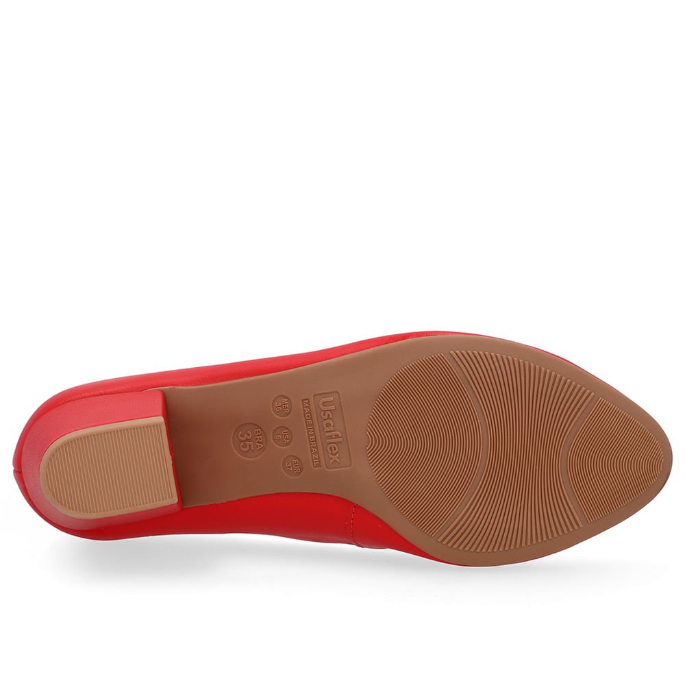 Scarpin Vermelho Couro Salto Bloco Vermelho 5