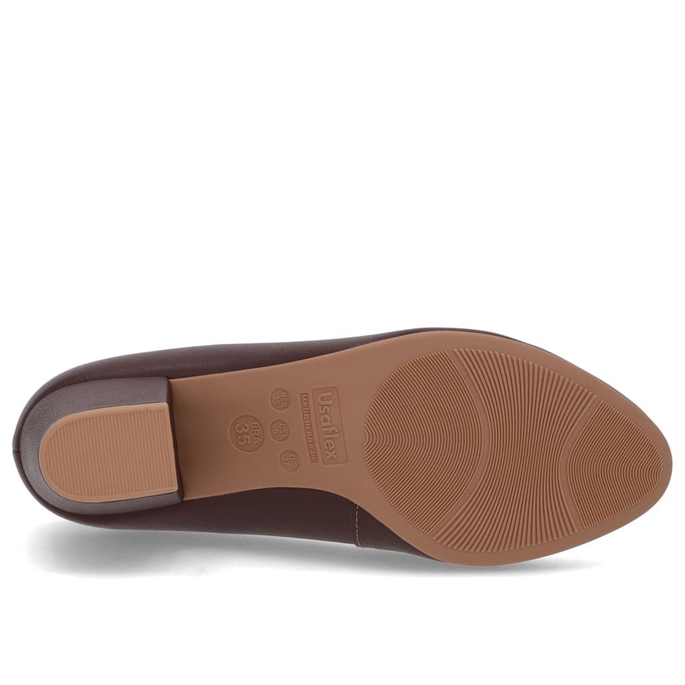Scarpin Marrom Couro Salto Bloco Marrom 5