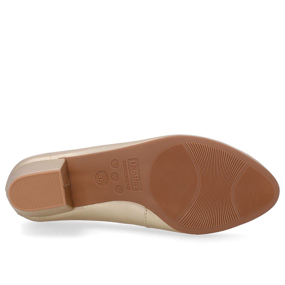 Scarpin Dourado Couro Salto Bloco Dourado 5