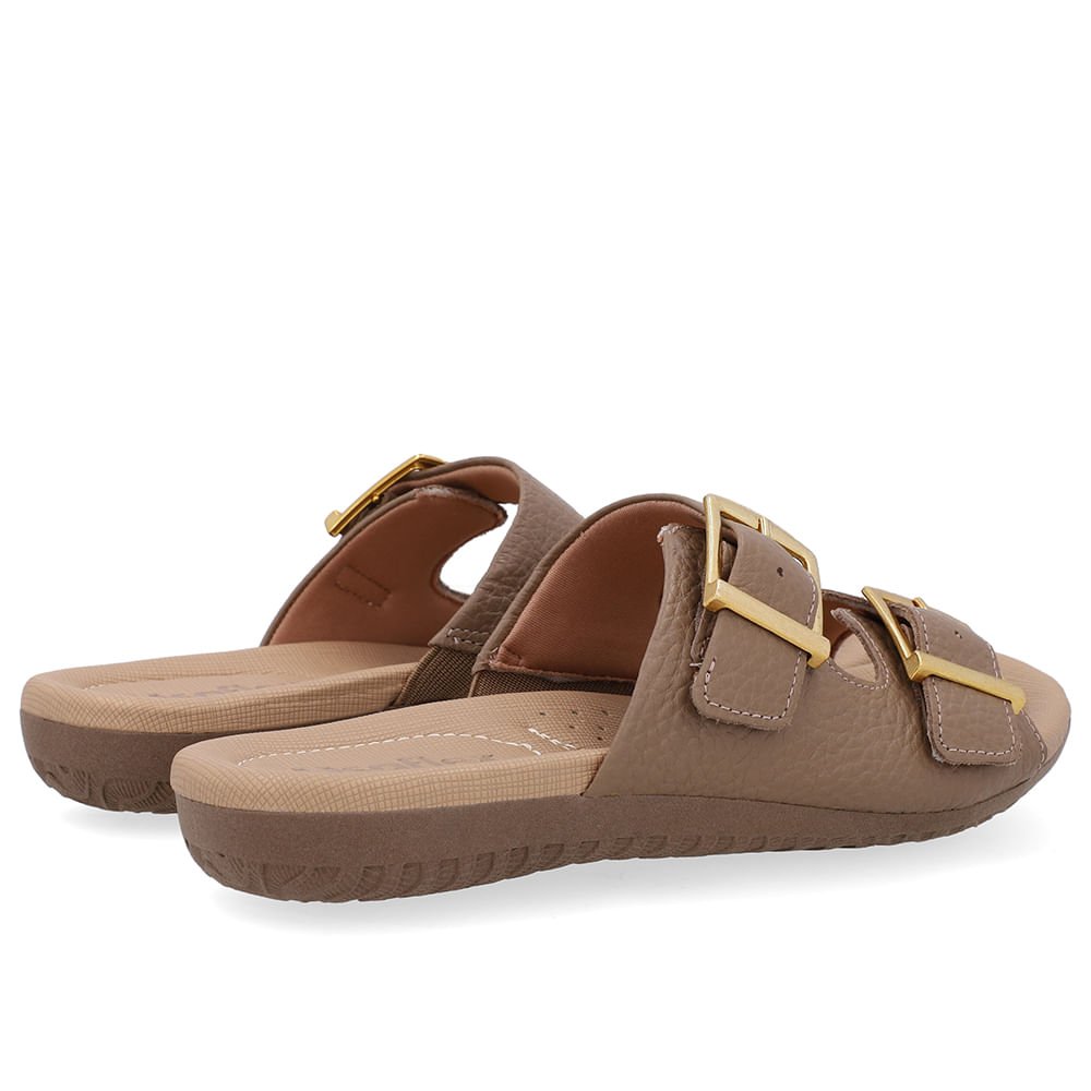 Tamanco Slide Marrom Couro Detalhe Fivela Marrom 3