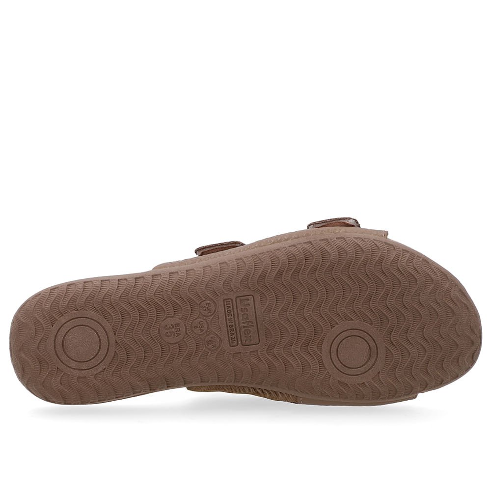 Tamanco Slide Marrom Couro Detalhe Fivela Marrom 5