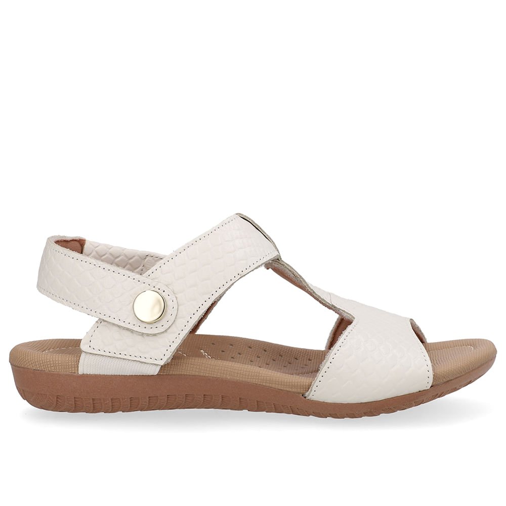 Sandália Baixa Couro Branca Marfim