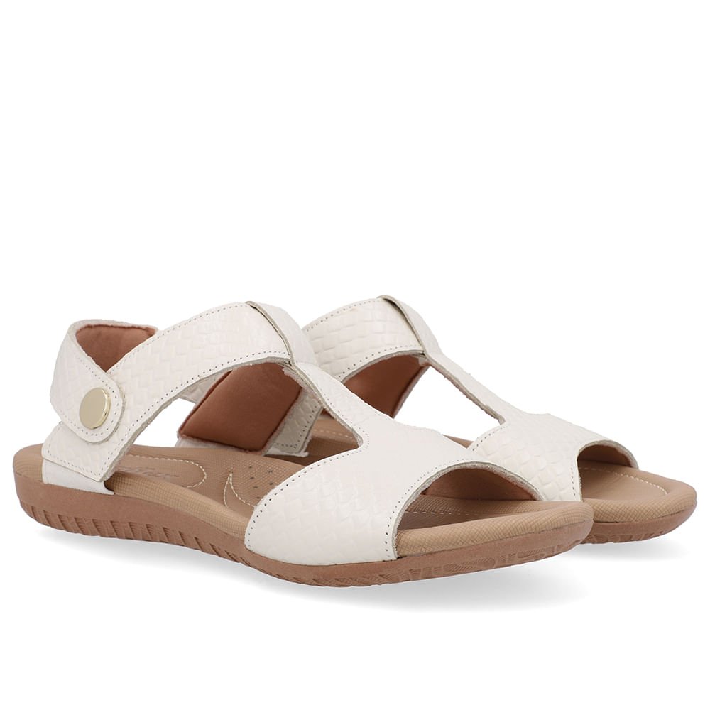 Sandália Baixa Couro Branca Marfim Branco 2