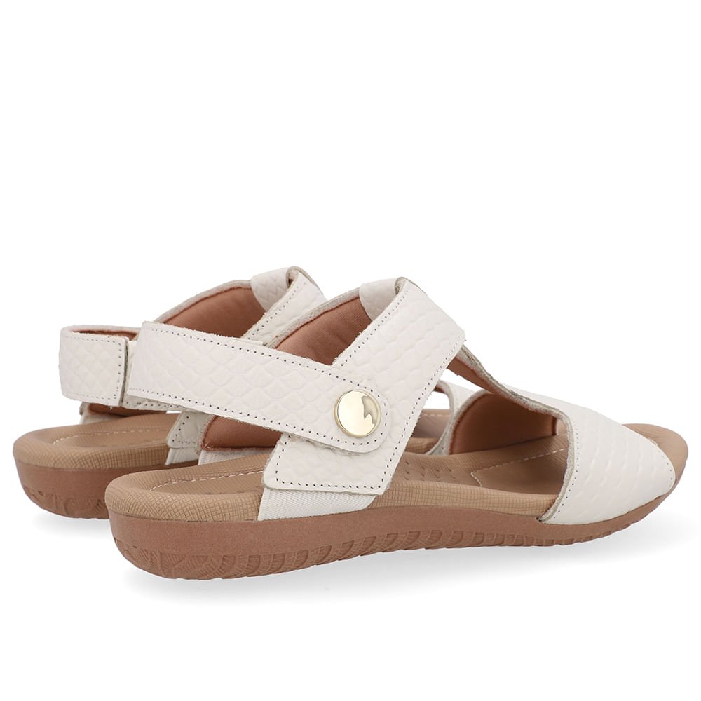 Sandália Baixa Couro Branca Marfim Branco 3