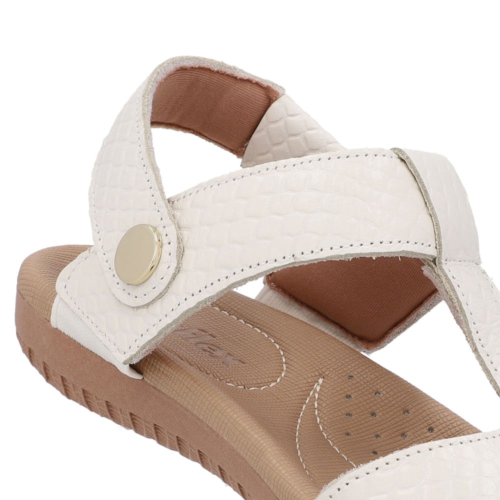 Sandália Baixa Couro Branca Marfim Branco 4