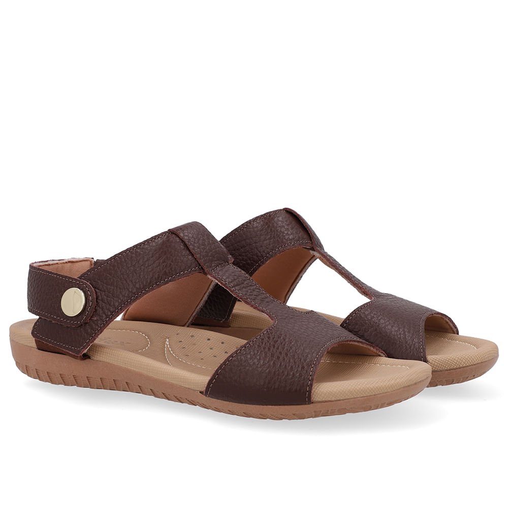 Sandália Baixa Couro Marrom Marrom 2