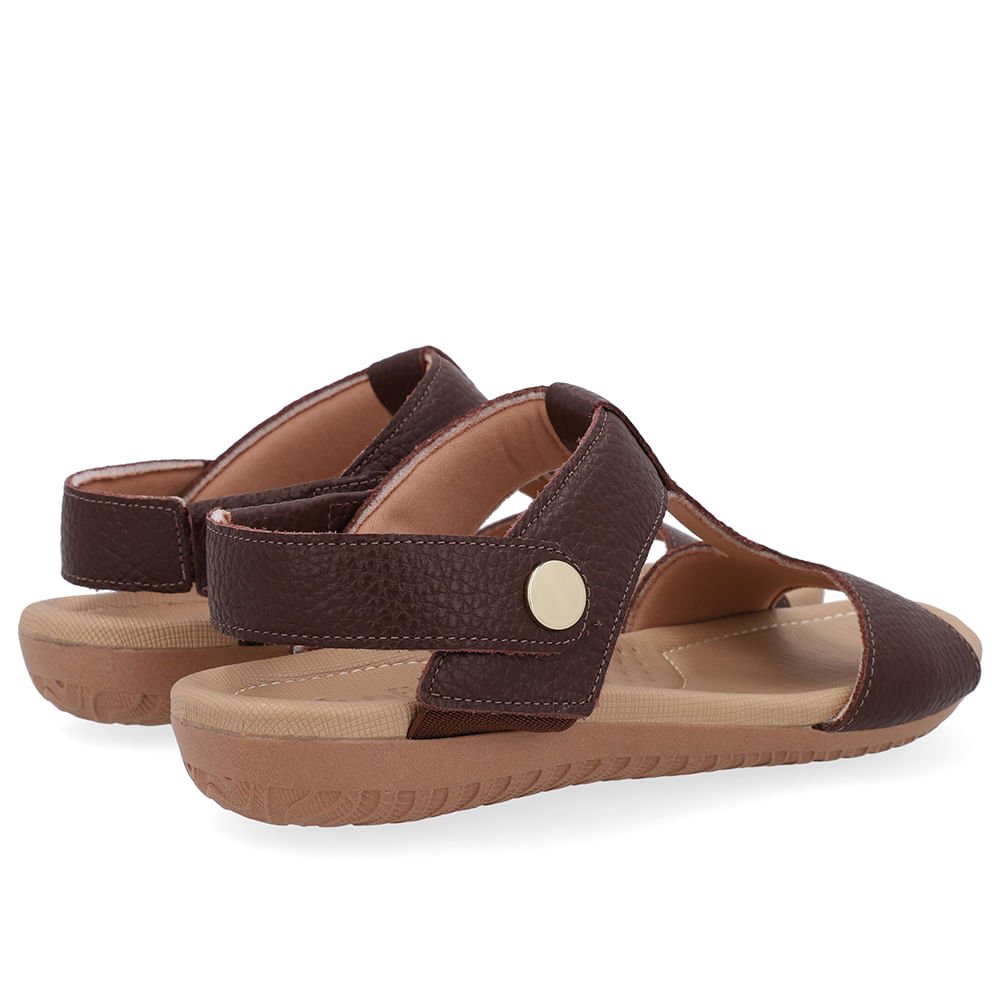 Sandália Baixa Couro Marrom Marrom 3