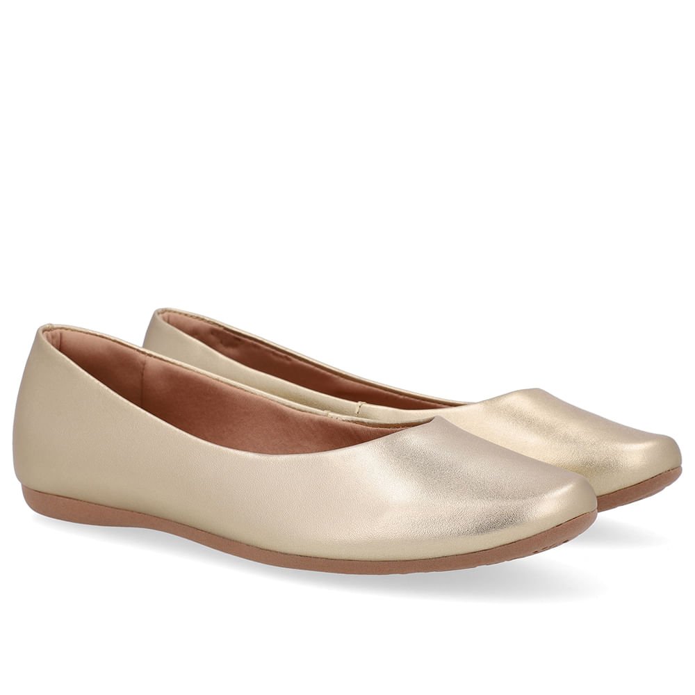 Sapatilha Dourada Couro Básica Dourado 2