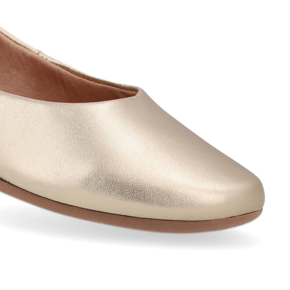 Sapatilha Dourada Couro Básica Dourado 4