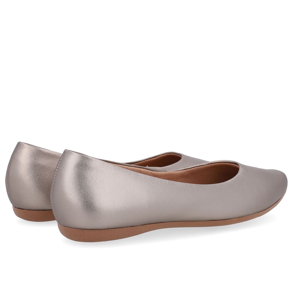 Sapatilha Aço Couro Básica Prata 3