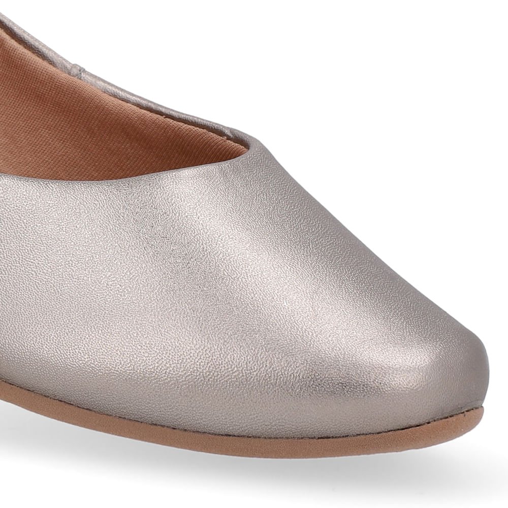 Sapatilha Aço Couro Básica Prata 4