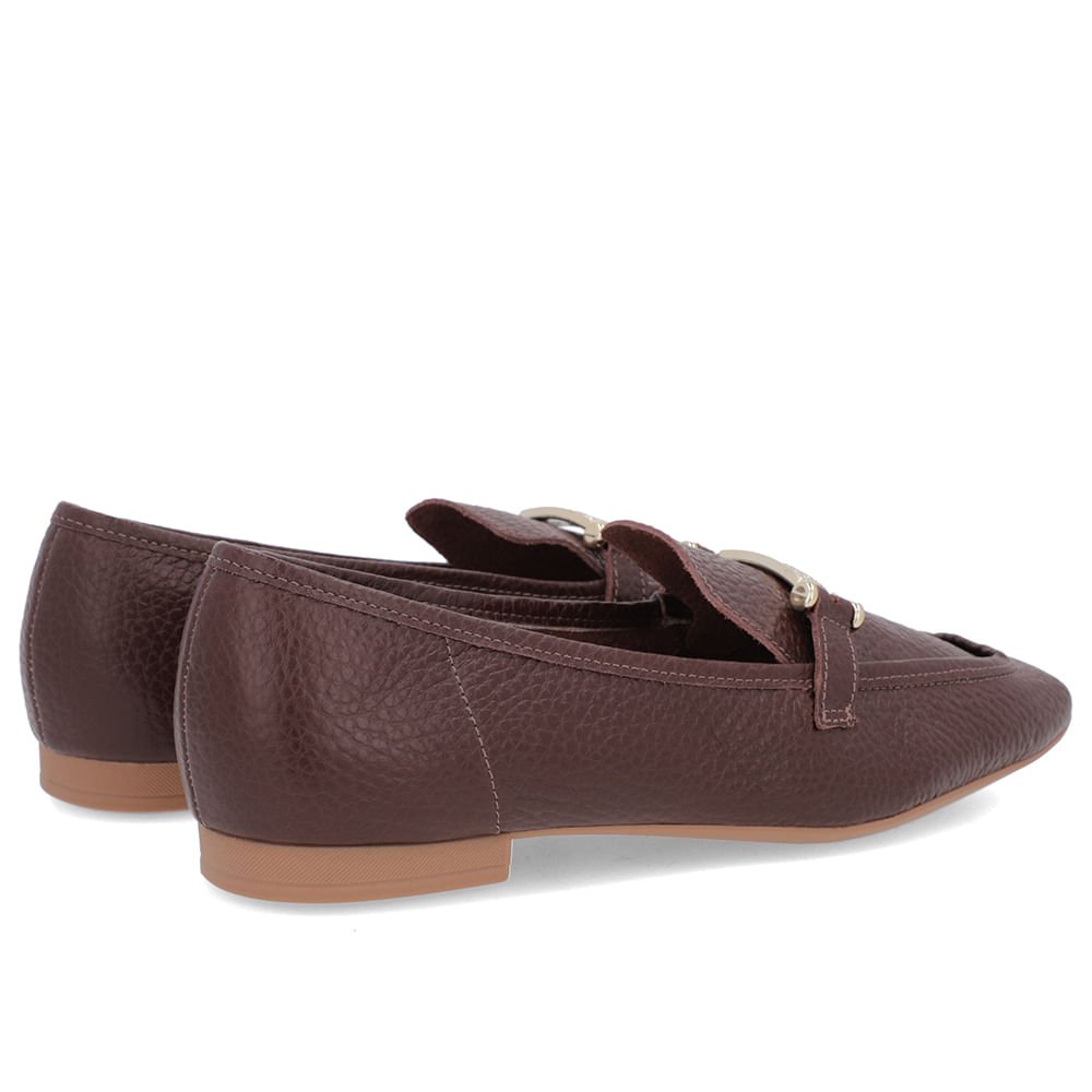 Loafer Marrom Couro Strass Marrom 3