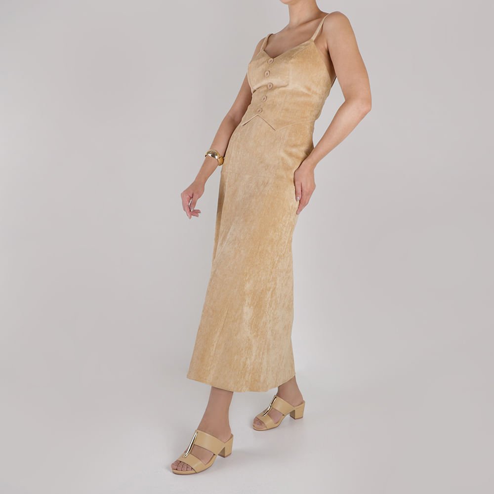 Tamanco Salto Bloco Couro Bege Enfeite Bege 4