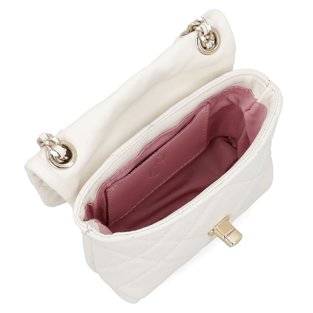 Bolsa Tiracolo Couro Branca Marfim Matelassê Branco 3