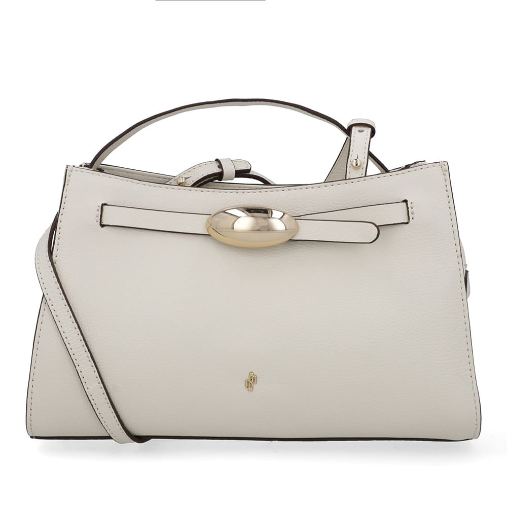 Bolsa Tote Couro Branca Marfim Enfeite