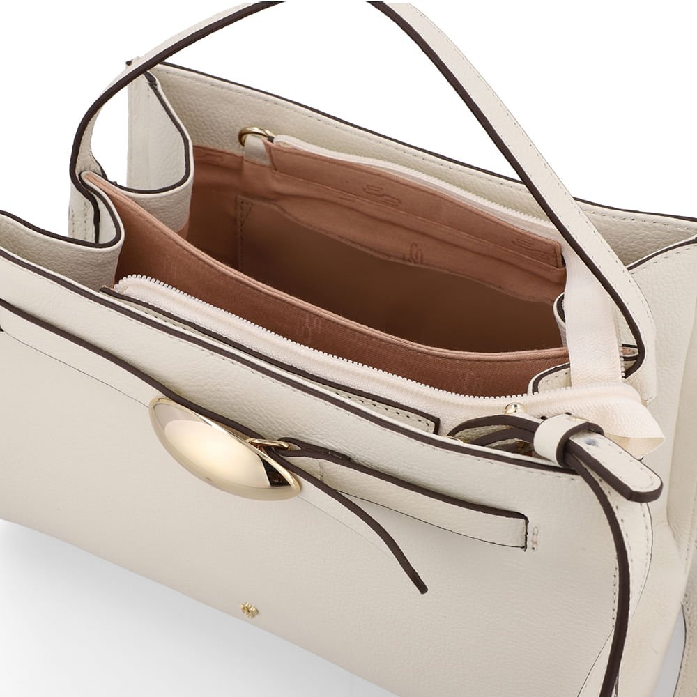 Bolsa Tote Couro Branca Marfim Enfeite Off White 3