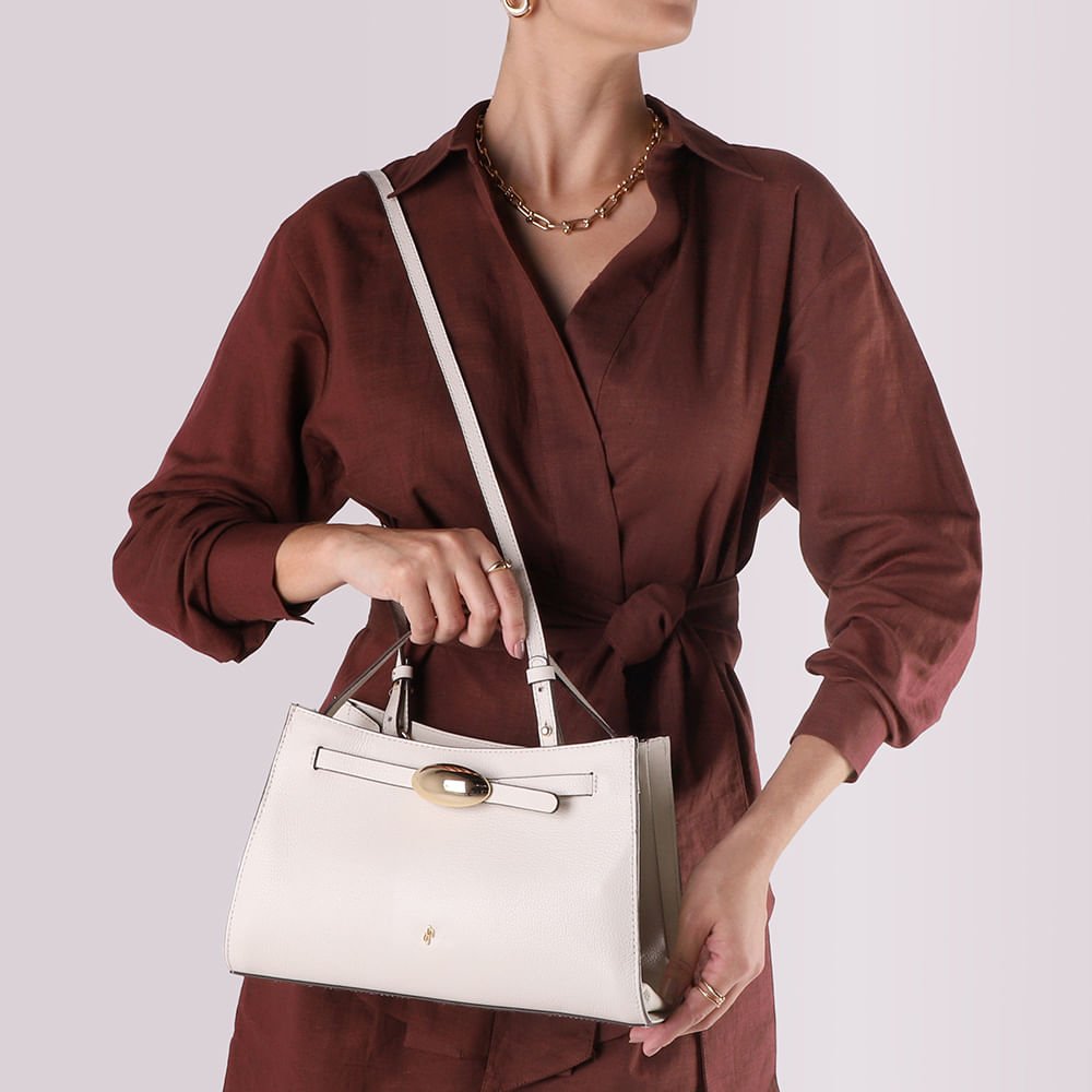 Bolsa Tote Couro Branca Marfim Enfeite Off White 4