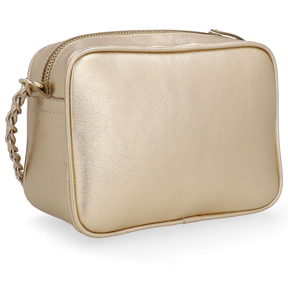 Bolsa Tiracolo Couro Metalalizado Ouro Light Dourado 2