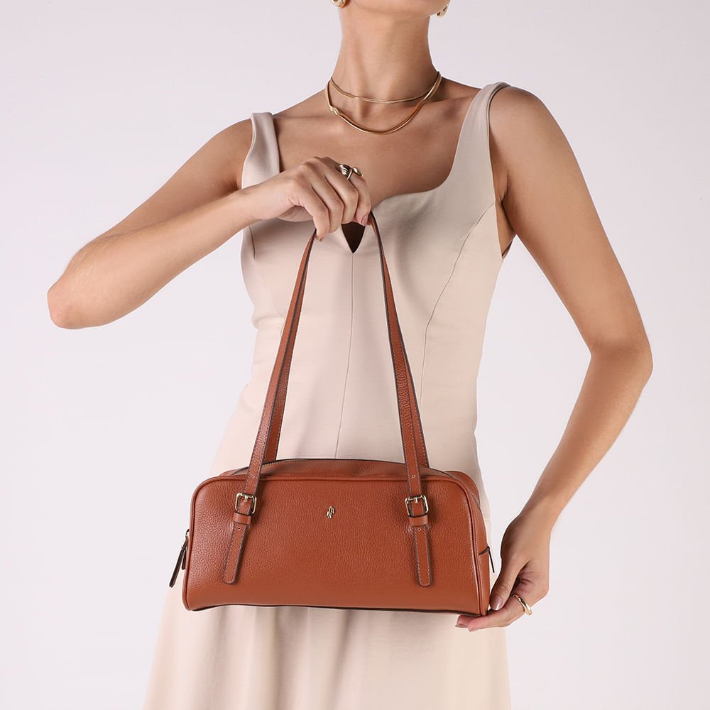 Bolsa Baguete Couro Marrom Marrom 4
