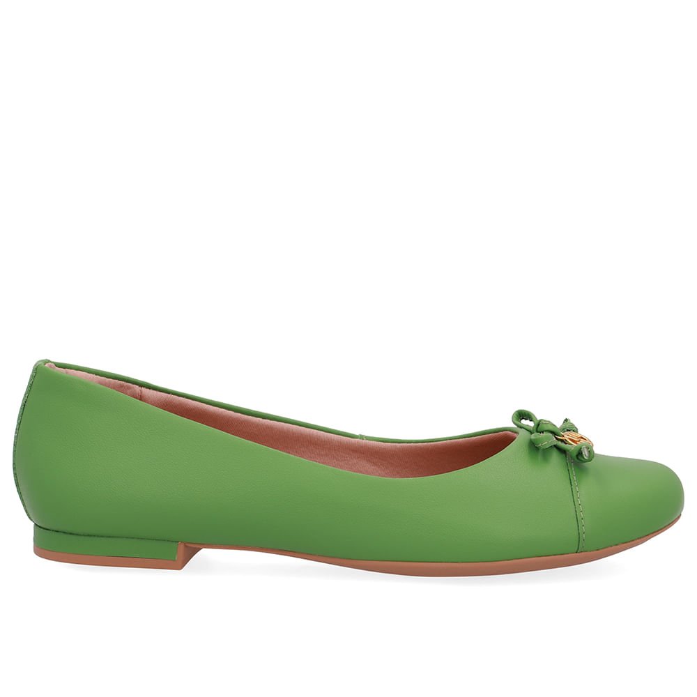 Sapatilha Verde Couro Lisa Pingente