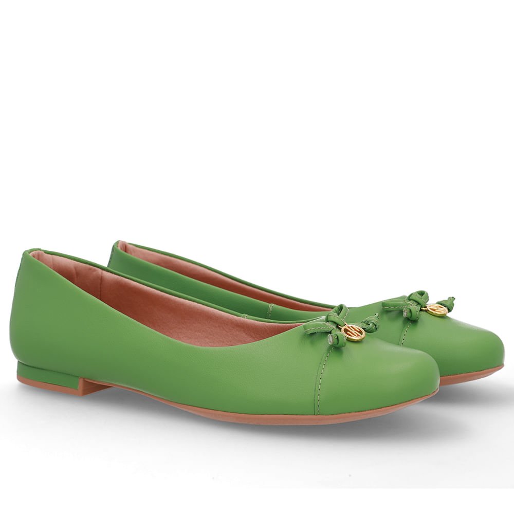 Sapatilha Verde Couro Lisa Pingente Verde 2