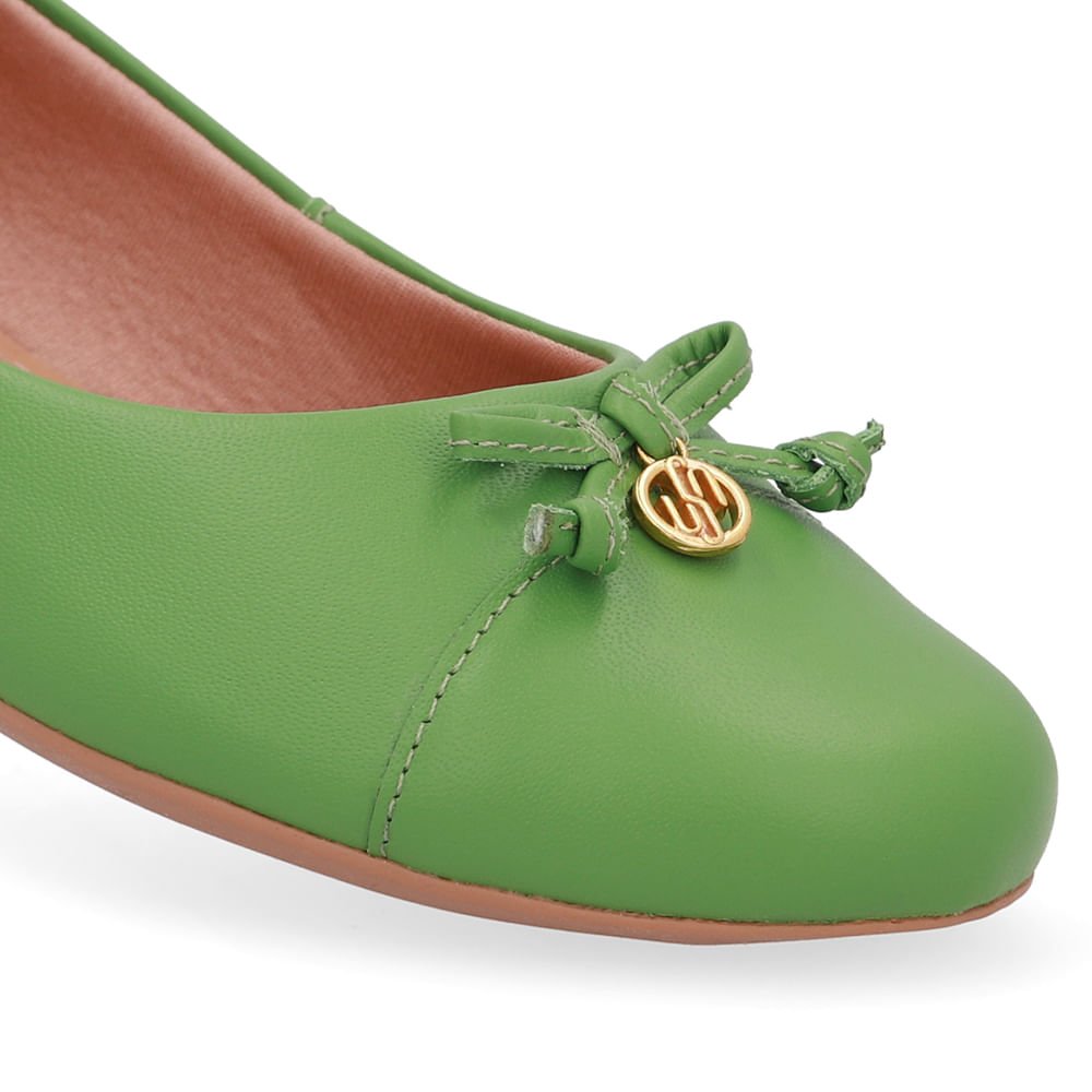 Sapatilha Verde Couro Lisa Pingente Verde 4