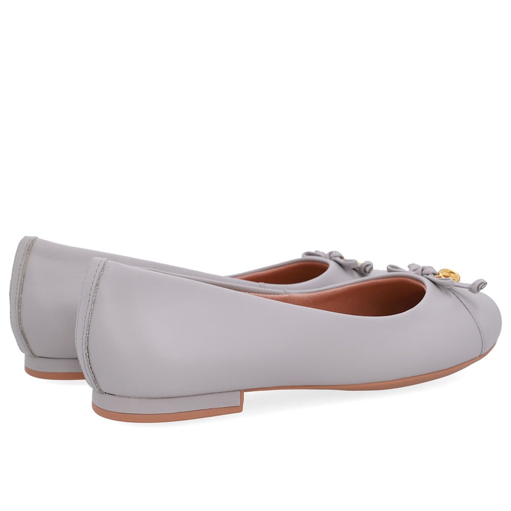 Sapatilha Cinza Couro Lisa Pingente Cinza 3