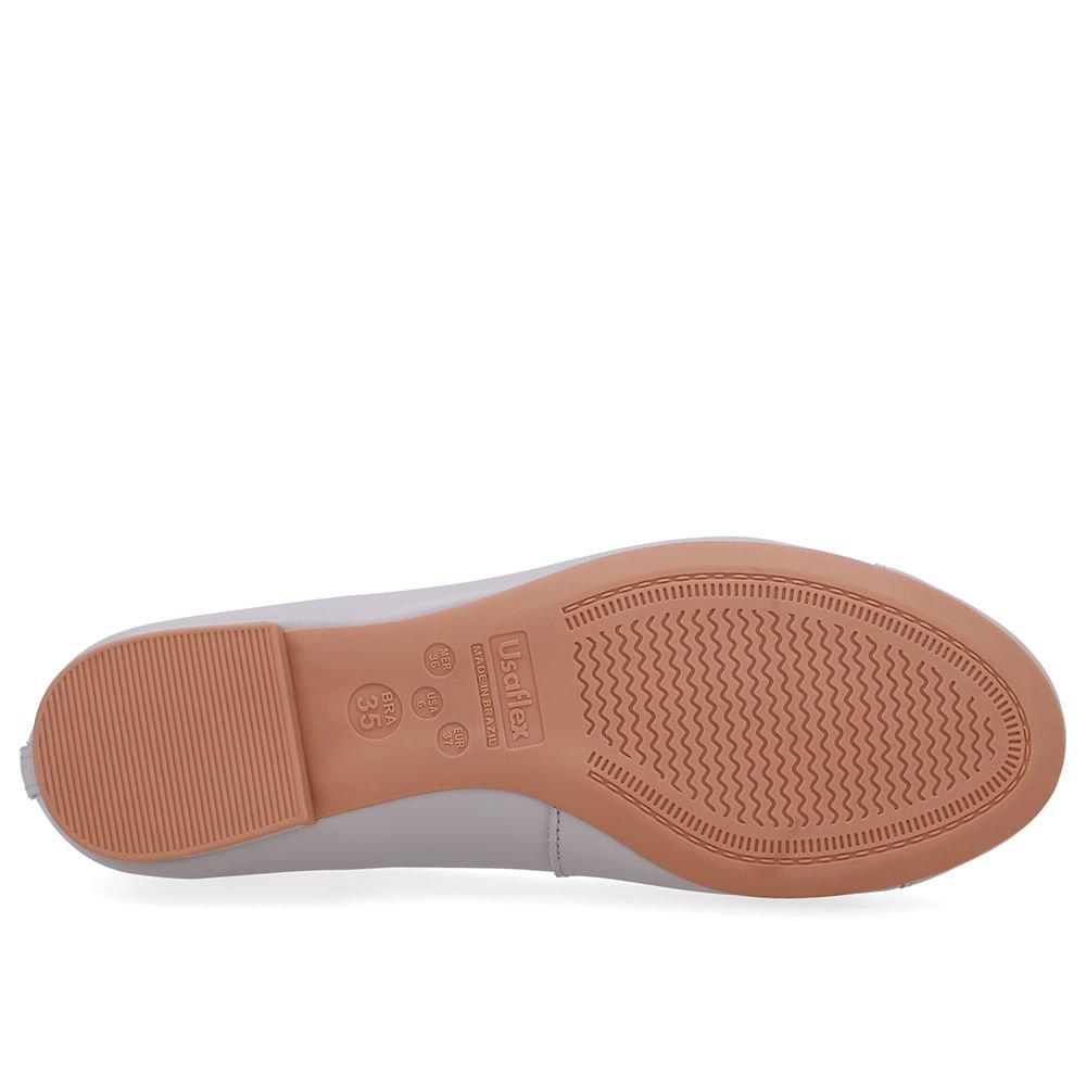 Sapatilha Cinza Couro Lisa Pingente Cinza 5