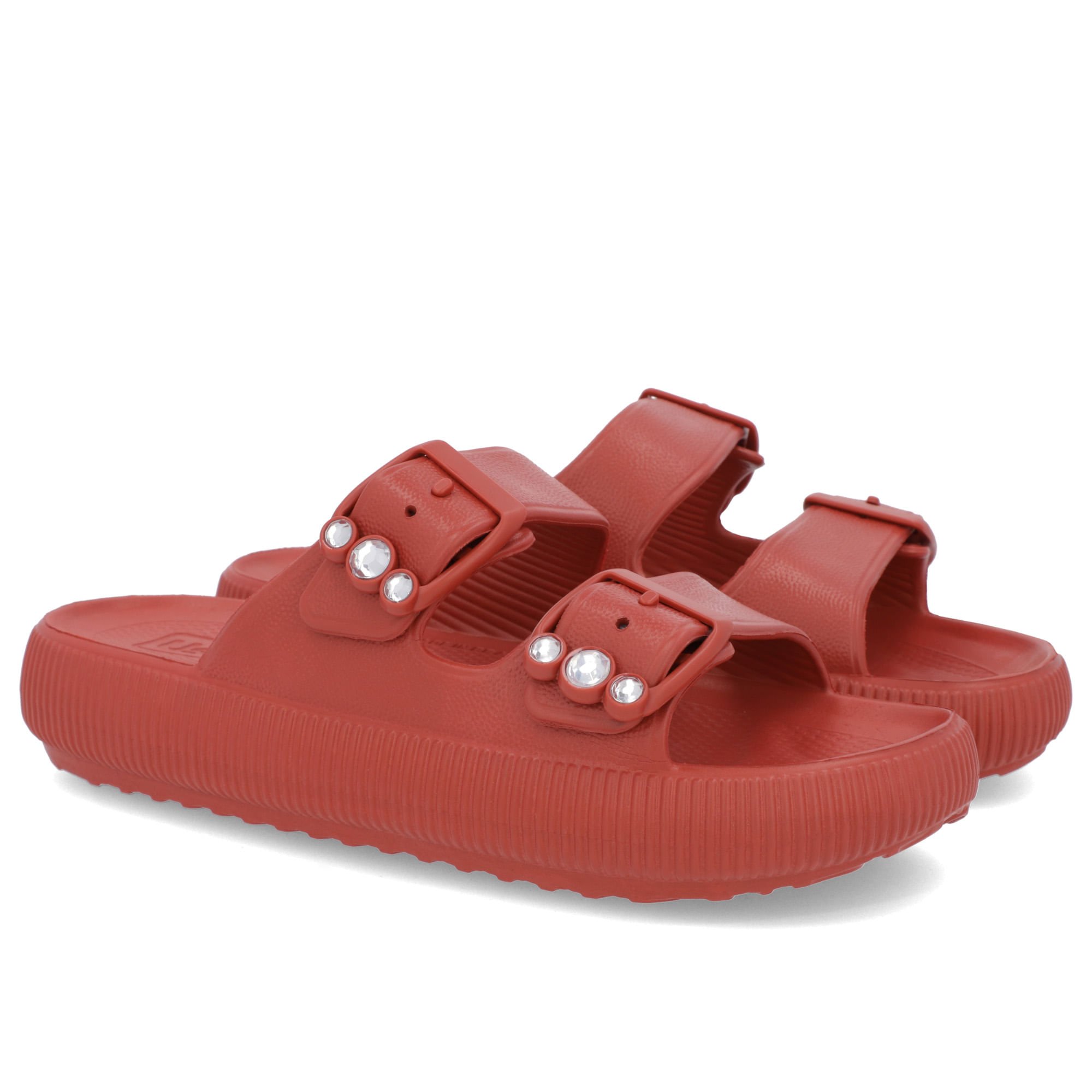 Slide Plataforma Poofy Marrom Eva Fivela Brilho Marrom 1