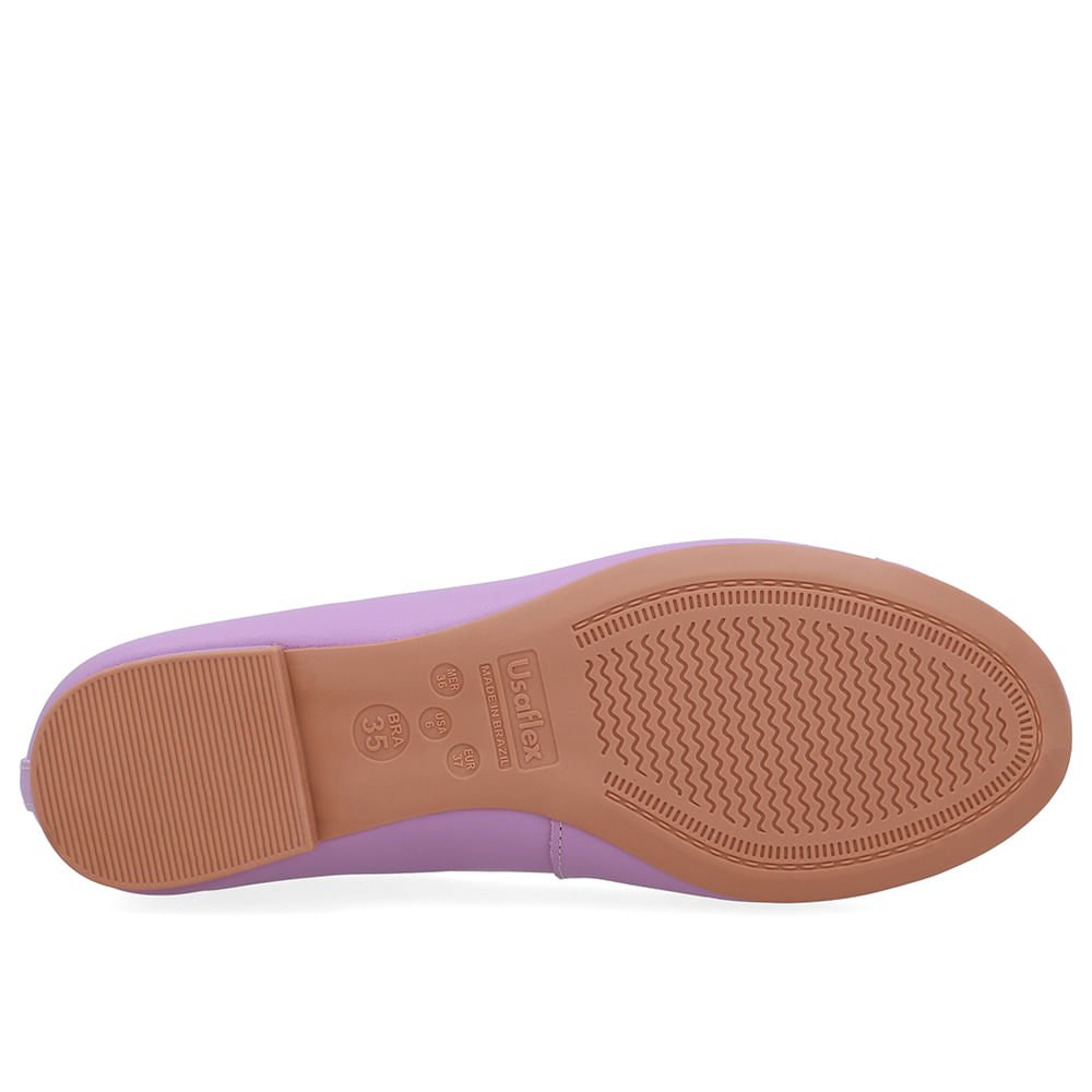 Sapatilha Lilás Couro Lisa Pingente Roxo 5
