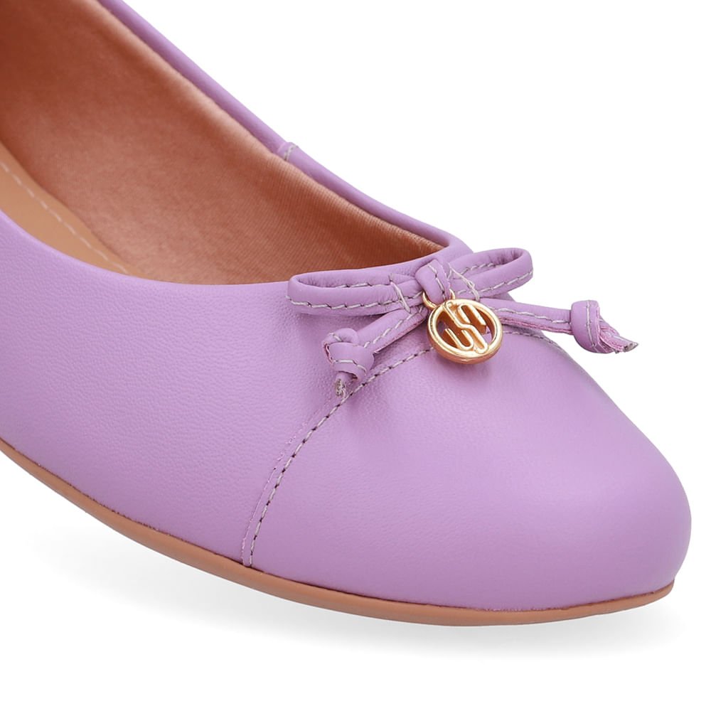 Sapatilha Lilás Couro Lisa Pingente Roxo 4