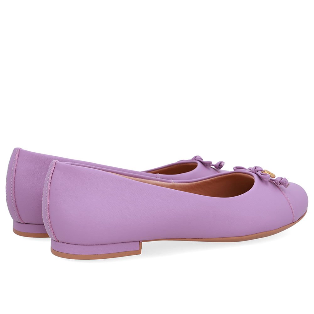 Sapatilha Lilás Couro Lisa Pingente Roxo 3