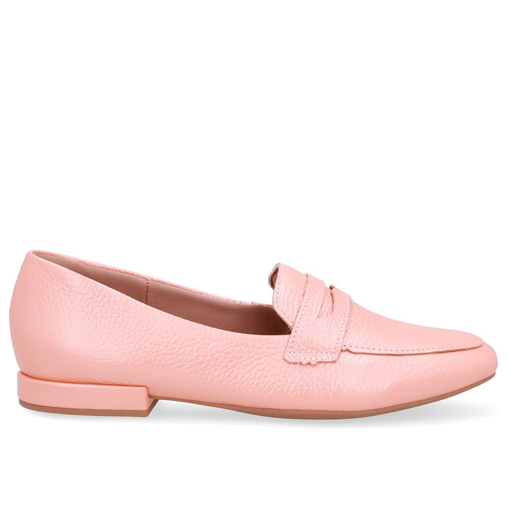 Loafer Laranja Couro Salto Bloco