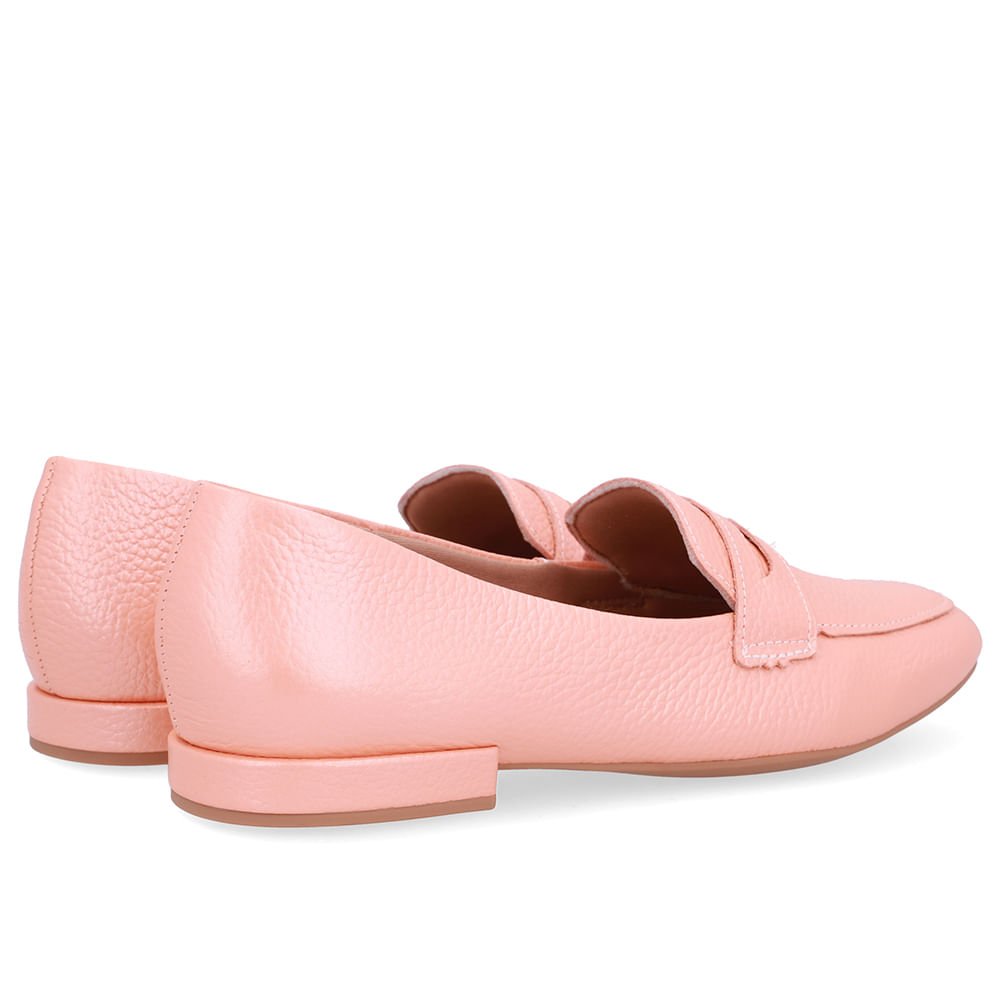 Loafer Laranja Couro Salto Bloco Rosa 3